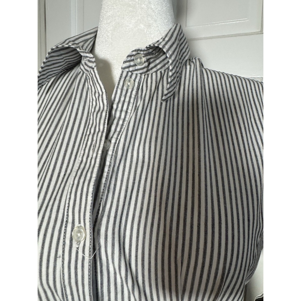 norma kamali Drop Waist Black Ticking Dress Large Cotton Spring Work Must Have - Picture 4 of 10